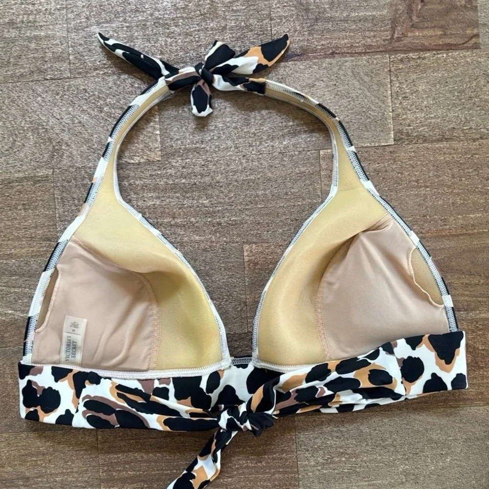 Victorias Secret Push-up Bikini Leopard Print Top Medium - Picture 3 of 8